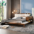 Wood Bedroom Furniture USB Storage Space Multifunctional Bed